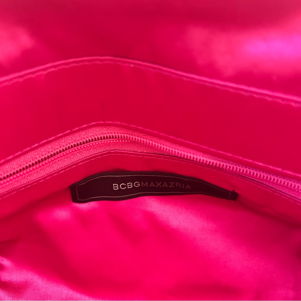 NWT BCBGMaxAzria Pink Beaded Silver Chain Strap Clutch Handbag - Picture 7 of 8